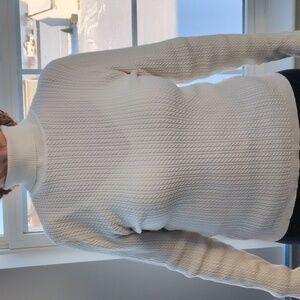 Charter Club White Turtleneck Cabrel Knit Sweater Rayon Size L